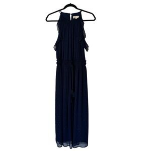 Michael Kors Halter Dress Navy Blue Textured w/dots Size M